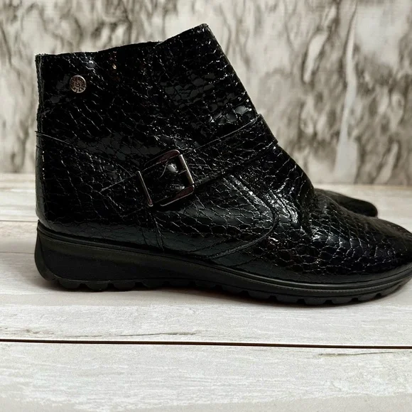 IMAC Croc Embossed Patent Leather Side Zip Booties Sz 39 US 9 Made In Italy - Picture 12 of 13